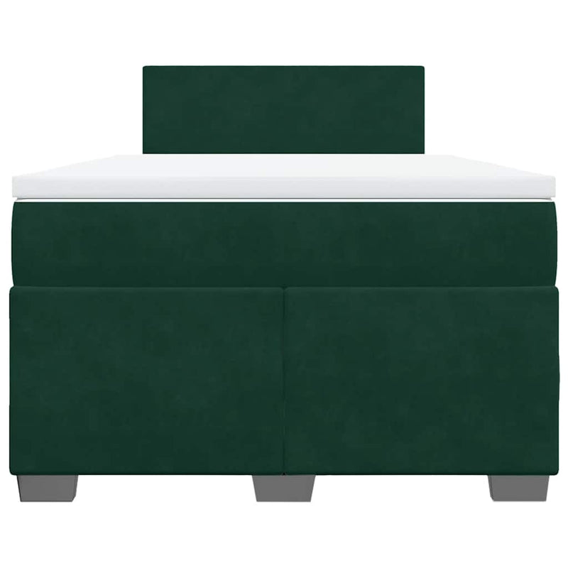 Pat box spring cu saltea, verde închis, 120x190 cm, catifea
