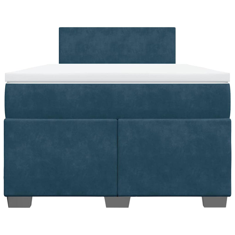 Pat box spring cu saltea, albastru închis, 120x190 cm, catifea