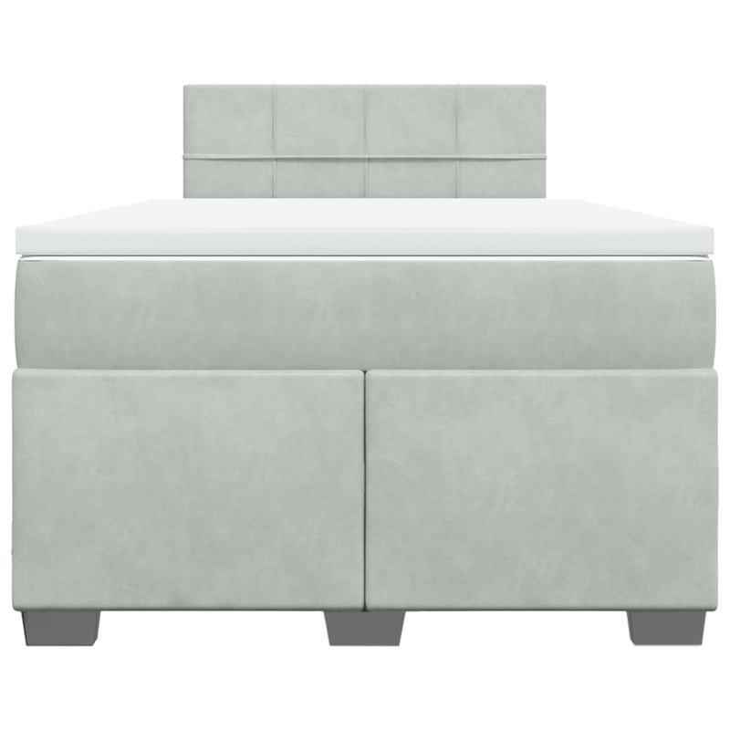Pat box spring cu saltea, gri deschis, 120x190 cm, catifea