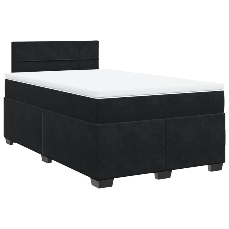 Pat box spring cu saltea, negru, 120x190 cm, catifea