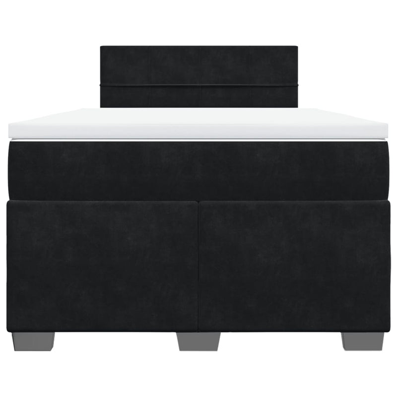 Pat box spring cu saltea, negru, 120x190 cm, catifea