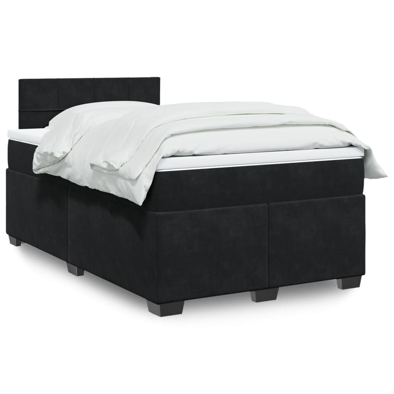 Pat box spring cu saltea, negru, 120x190 cm, catifea