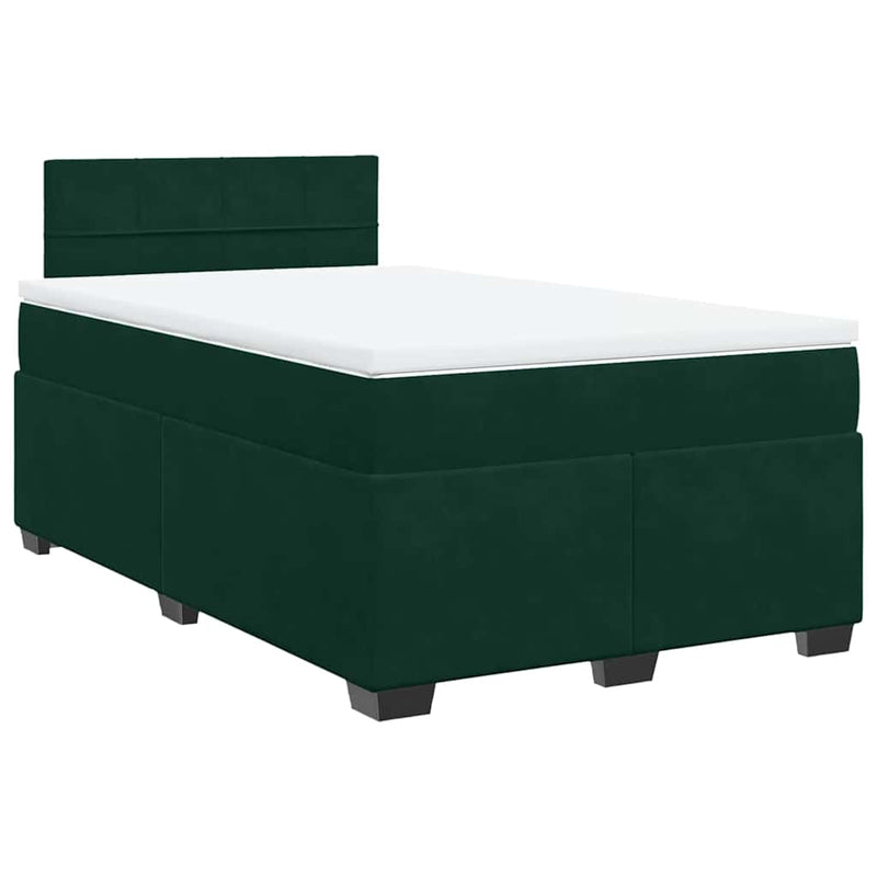 Pat box spring cu saltea, verde închis, 120x190 cm, catifea