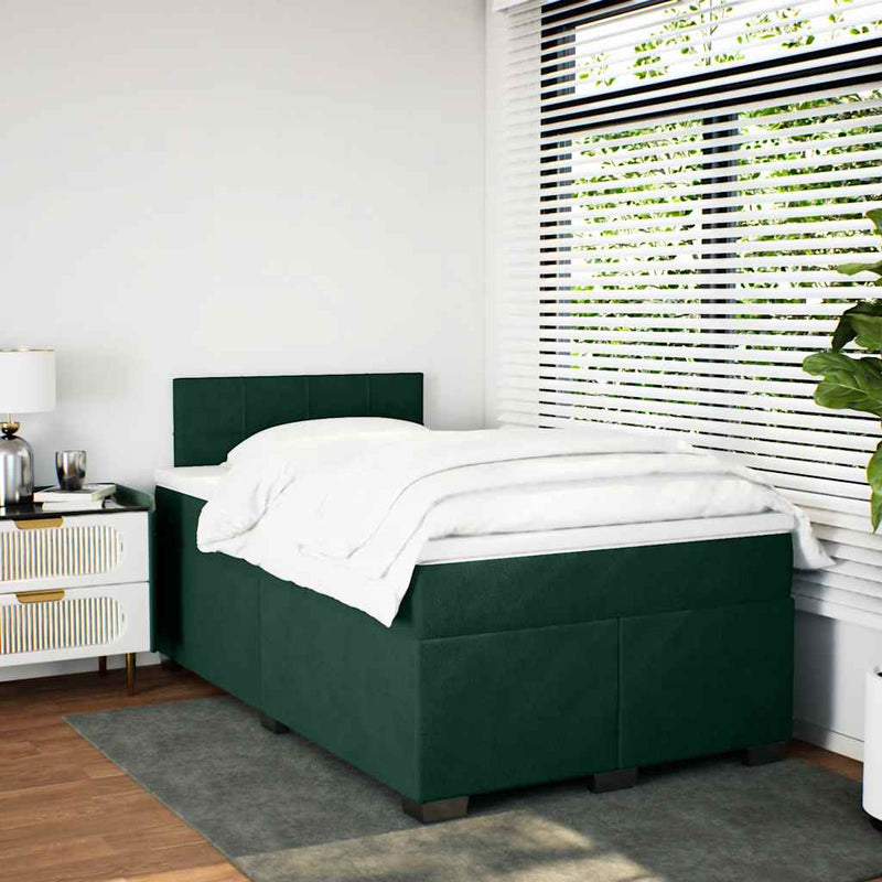 Pat box spring cu saltea, verde închis, 120x190 cm, catifea
