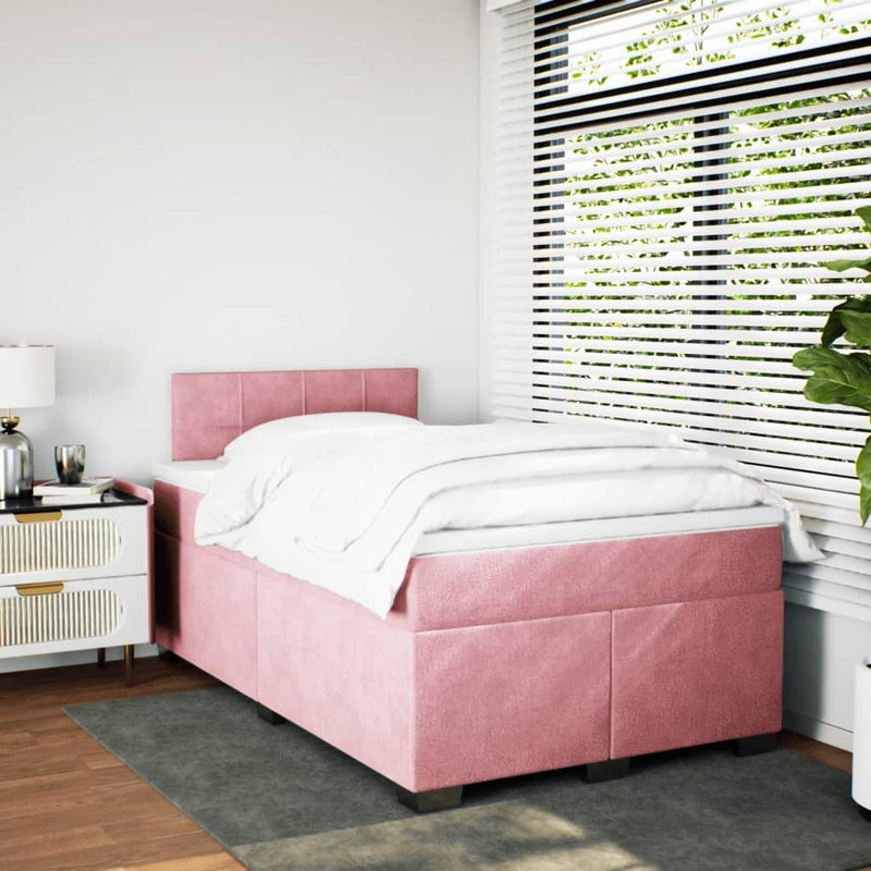 Pat box spring cu saltea, negru, 120x190 cm, catifea