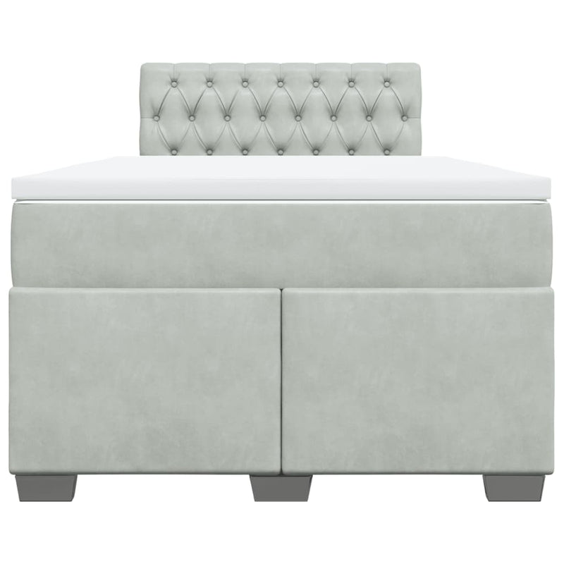 Pat box spring cu saltea, gri deschis, 120x190 cm, catifea