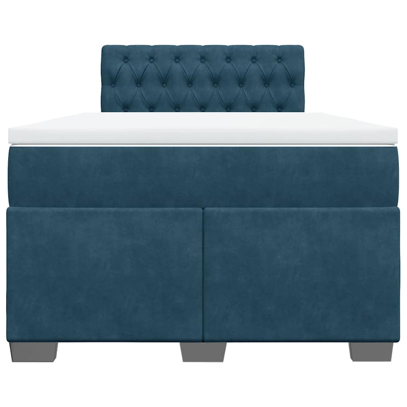Pat box spring cu saltea, albastru închis, 120x190 cm, catifea