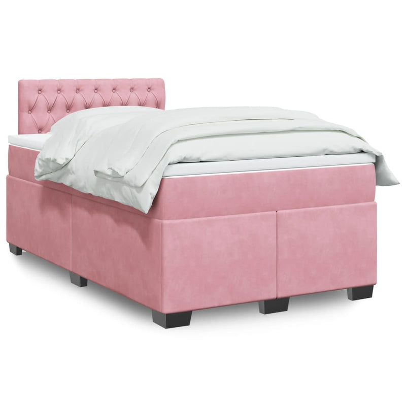 Pat box spring cu saltea, negru, 120x190 cm, catifea