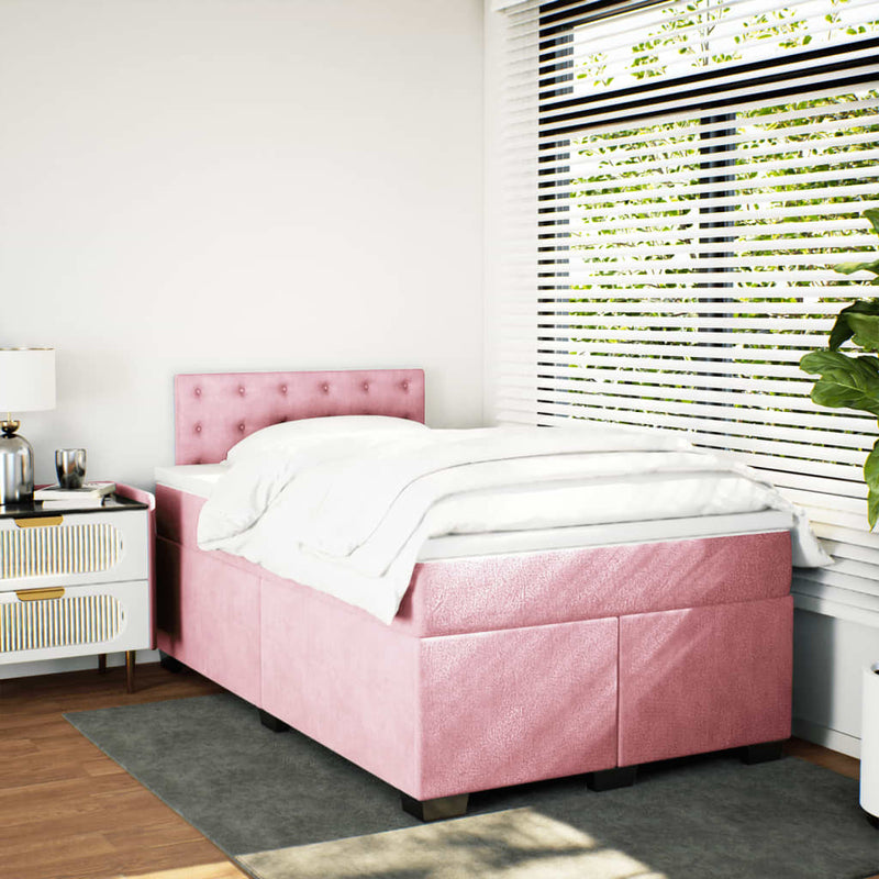 Pat box spring cu saltea, negru, 120x190 cm, catifea