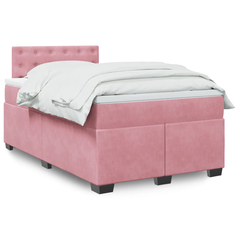 Pat box spring cu saltea, negru, 120x190 cm, catifea