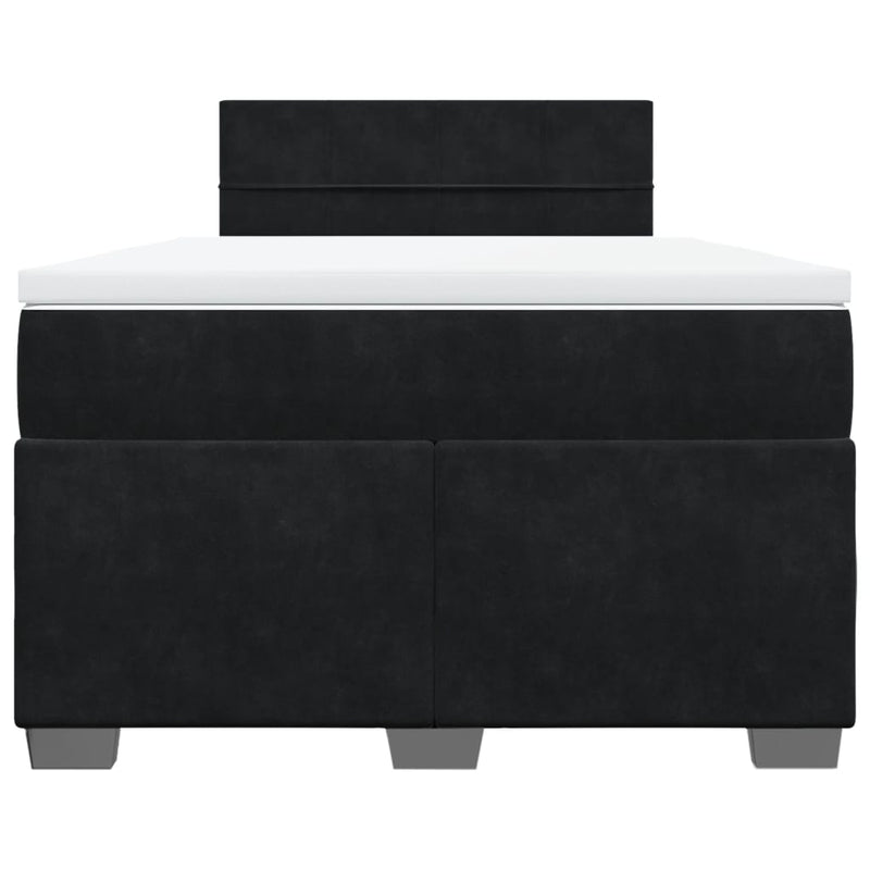 Pat box spring cu saltea, negru, 120x200 cm, catifea