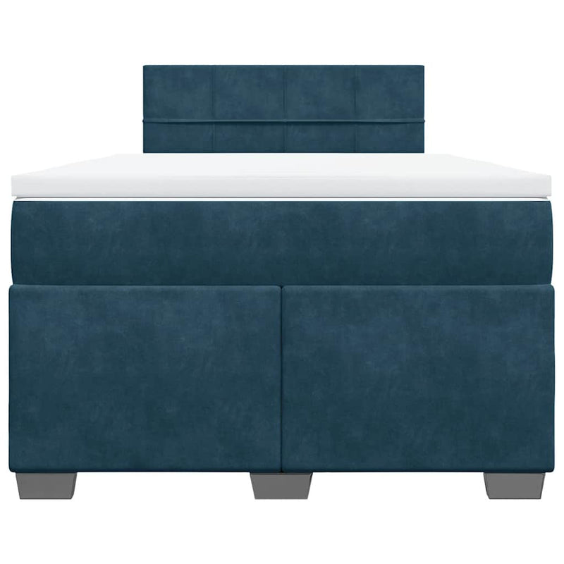 Pat box spring cu saltea, albastru închis, 120x200 cm, catifea
