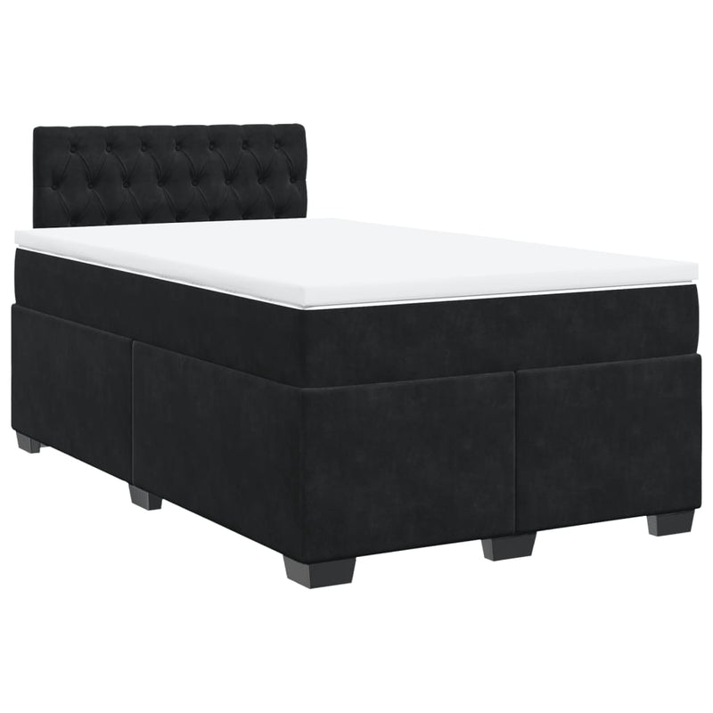 Pat box spring cu saltea, negru, 120x200 cm, catifea