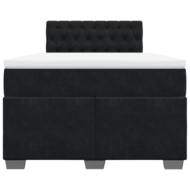 Pat box spring cu saltea, negru, 120x200 cm, catifea