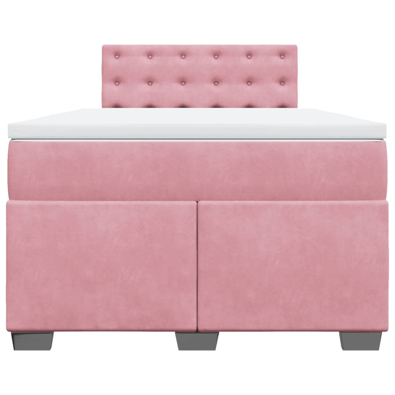 Pat box spring cu saltea, roz, 120x200 cm, catifea
