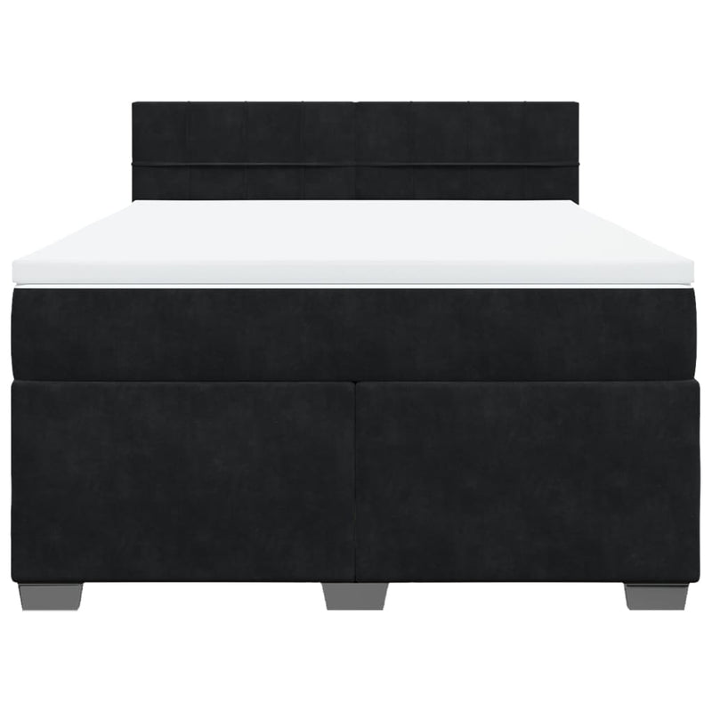 Pat box spring cu saltea, negru, 140x190 cm, catifea