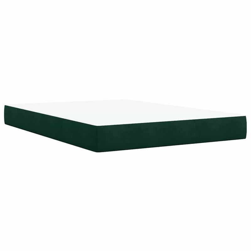 Pat box spring cu saltea, verde închis, 140x190 cm, catifea