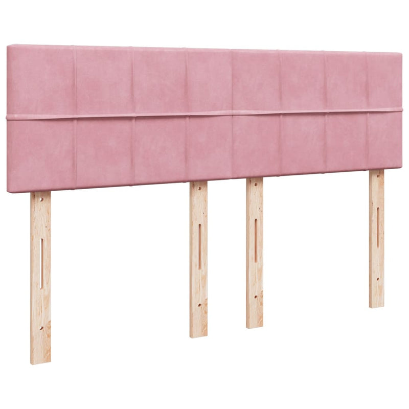 Pat box spring cu saltea, roz, 140x190 cm, catifea