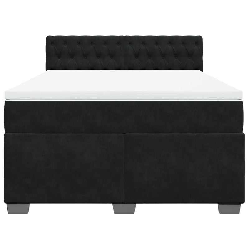 Pat box spring cu saltea, negru, 140x200 cm, catifea