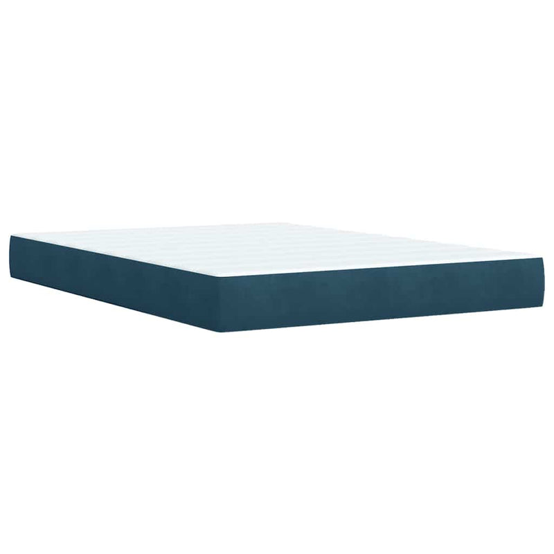 Pat box spring cu saltea, albastru închis, 140x200 cm, catifea