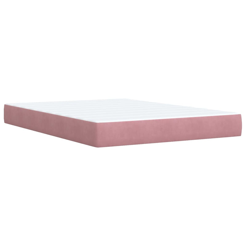 Pat box spring cu saltea, roz, 160x200 cm, catifea