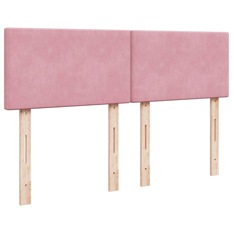 Pat box spring cu saltea, roz, 160x200 cm, catifea