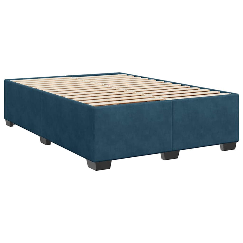 Pat box spring cu saltea, albastru, 160x200 cm, catifea