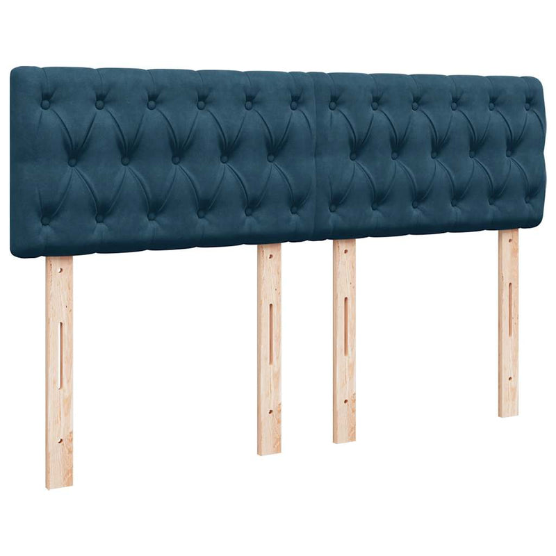 Pat box spring cu saltea, albastru, 160x200 cm, catifea