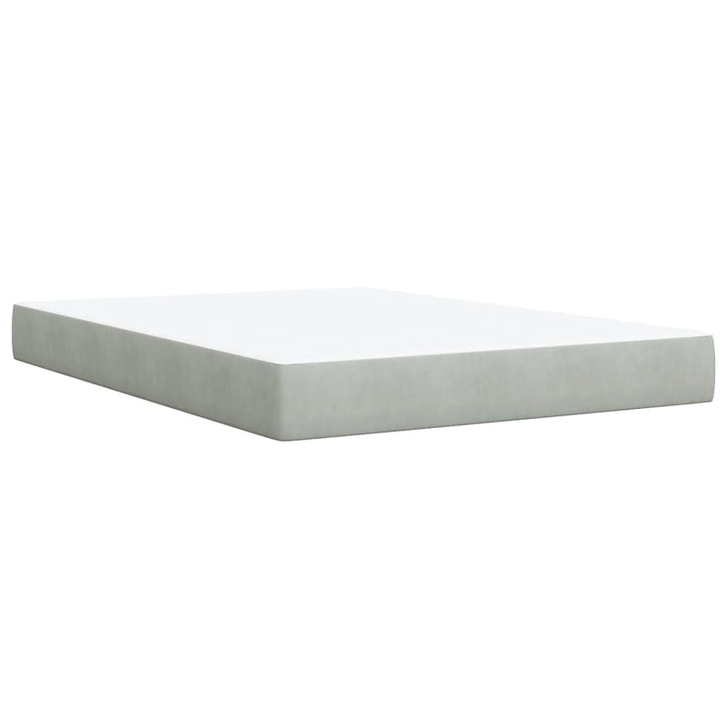 Pat box spring cu saltea, gri deschis, 160x200 cm, catifea
