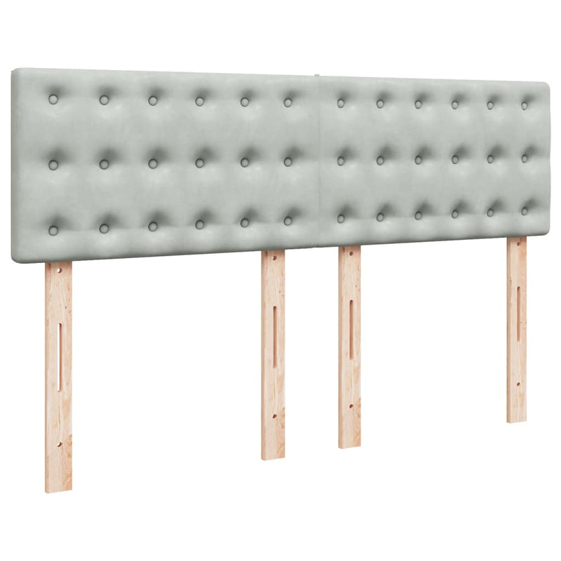 Pat box spring cu saltea, gri deschis, 160x200 cm, catifea