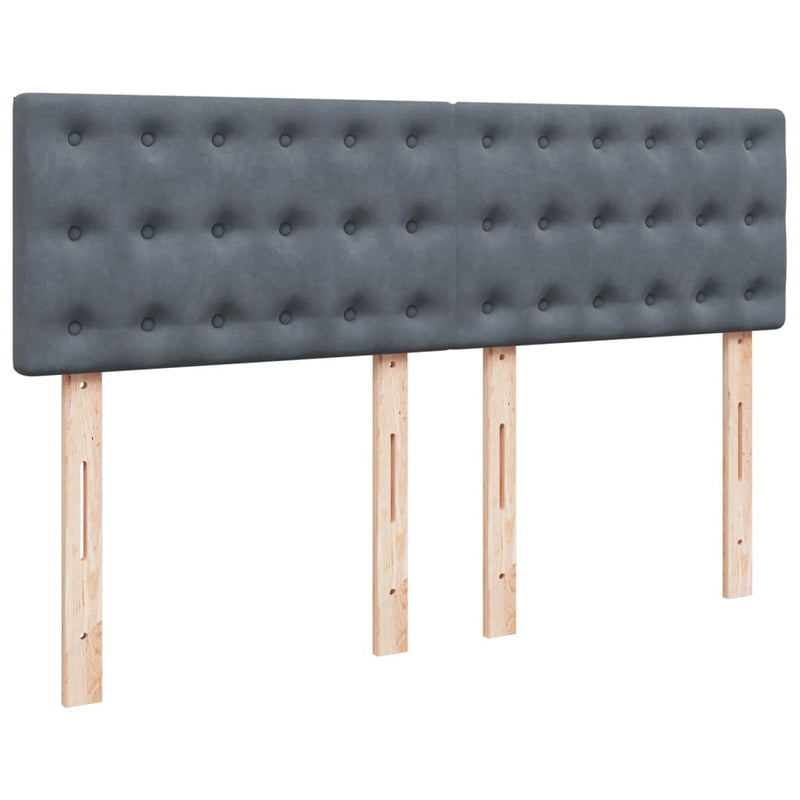 Pat box spring cu saltea, gri închis, 160x200 cm, catifea