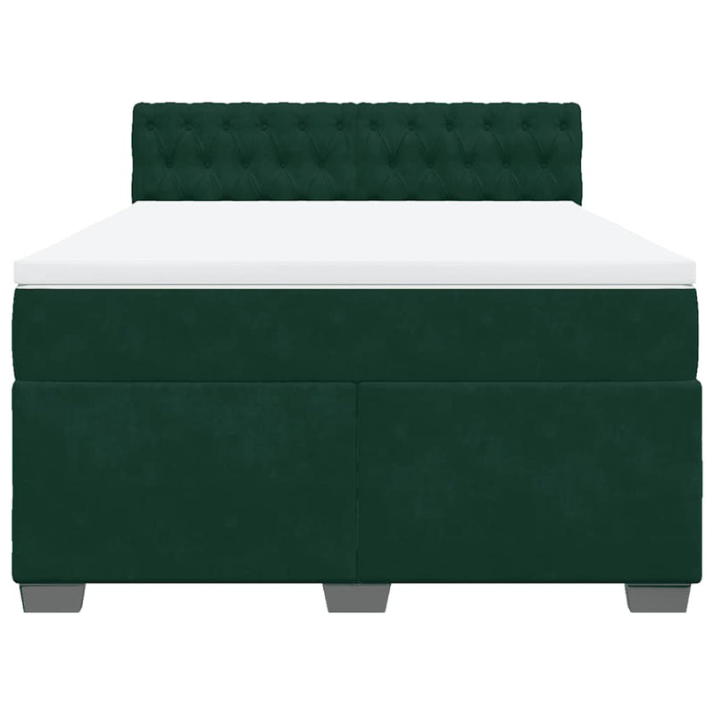 Pat box spring cu saltea, verde închis, 160x200 cm, catifea