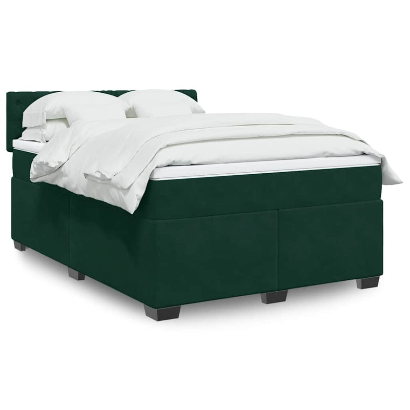 Pat box spring cu saltea, verde închis, 160x200 cm, catifea