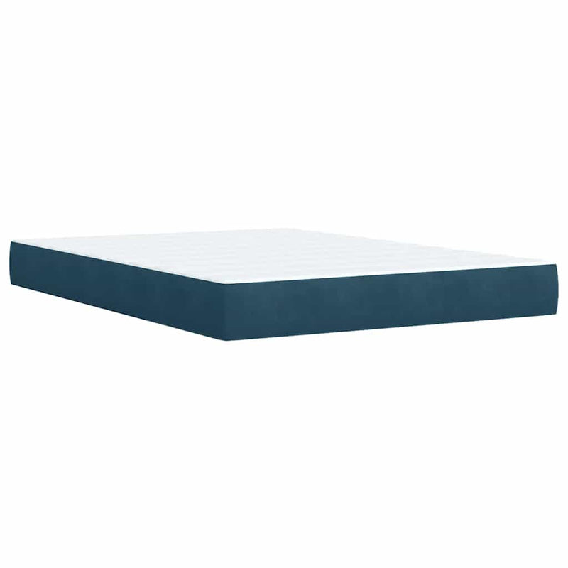 Pat box spring cu saltea, albastru, 160x200 cm, catifea
