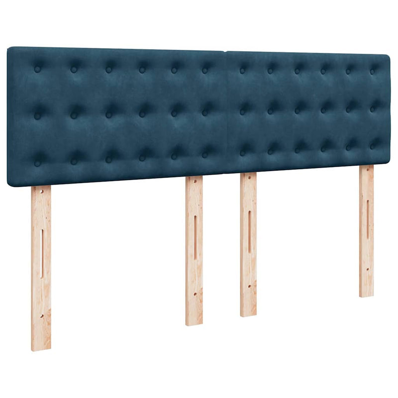 Pat box spring cu saltea, albastru, 160x200 cm, catifea
