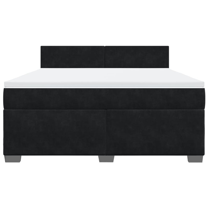 Pat box spring cu saltea, negru, 180x200 cm, catifea
