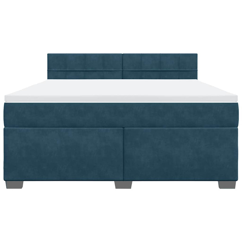 Pat box spring cu saltea, albastru, 180x200 cm, catifea