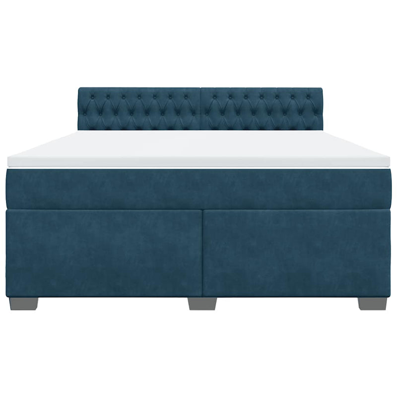 Pat box spring cu saltea, albastru, 180x200 cm, catifea