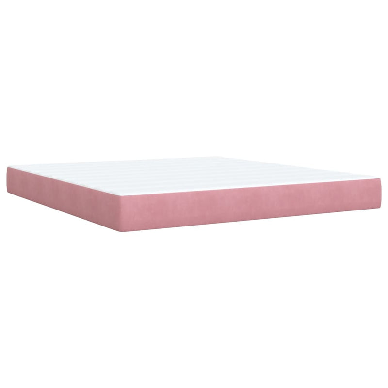 Pat box spring cu saltea, roz, 180x200 cm, catifea