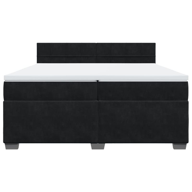 Pat box spring cu saltea, negru, 200x200 cm, catifea
