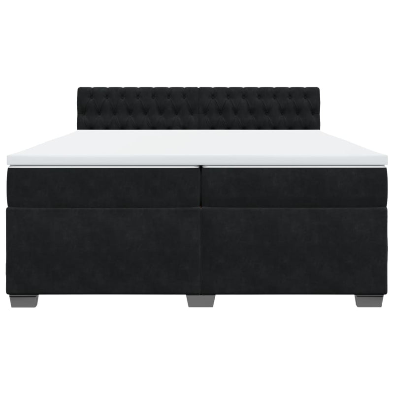 Pat box spring cu saltea, negru, 200x200 cm, catifea