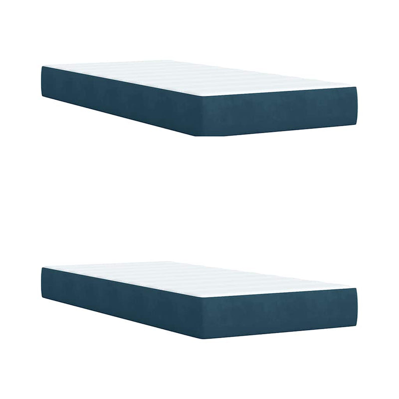 Pat box spring cu saltea, albastru, 200x200 cm, catifea