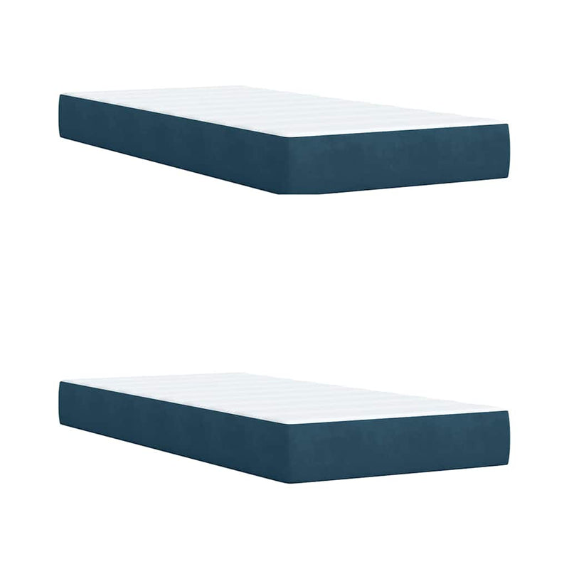 Pat box spring cu saltea, albastru, 200x200 cm, catifea