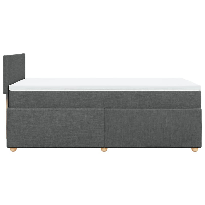 Pat box spring cu saltea, gri închis, 80x200 cm, textil