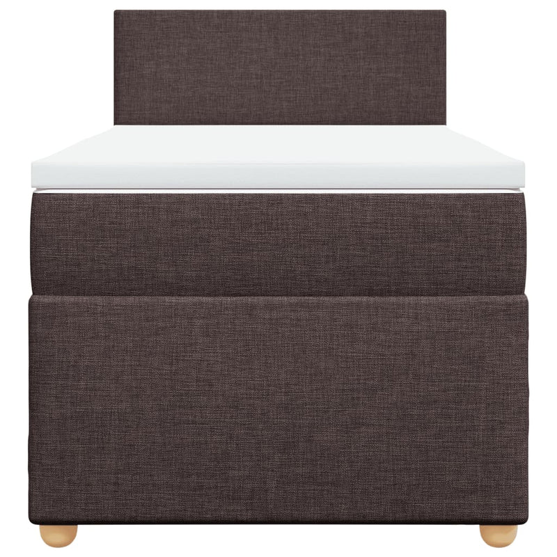 Pat box spring cu saltea, maro închis, 80x200 cm, textil