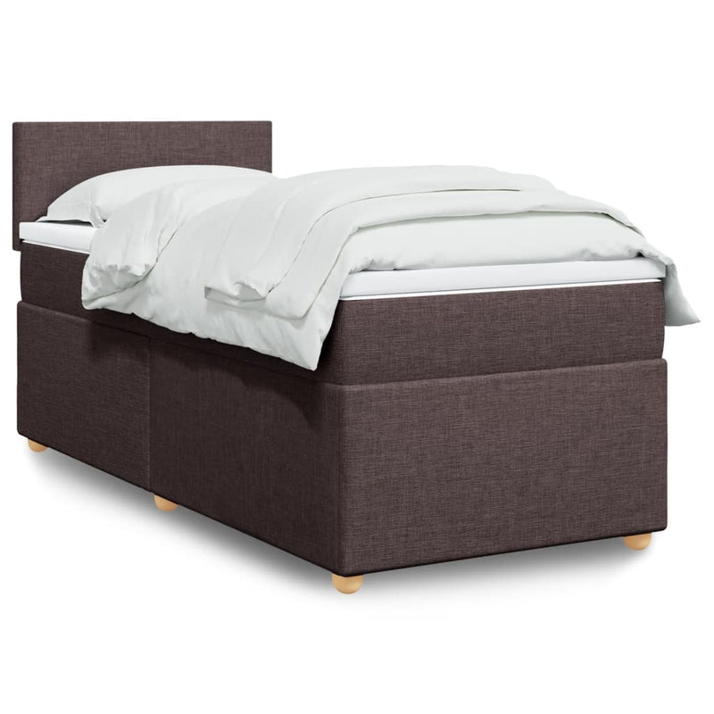 Pat box spring cu saltea, maro închis, 80x200 cm, textil