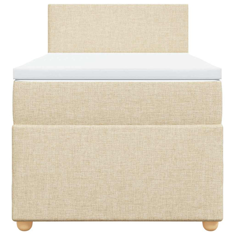 Pat box spring cu saltea, crem, 80x200 cm, textil