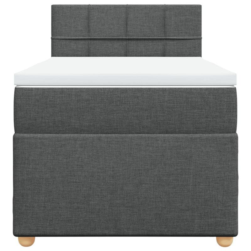Pat box spring cu saltea, gri închis, 80x200 cm, textil