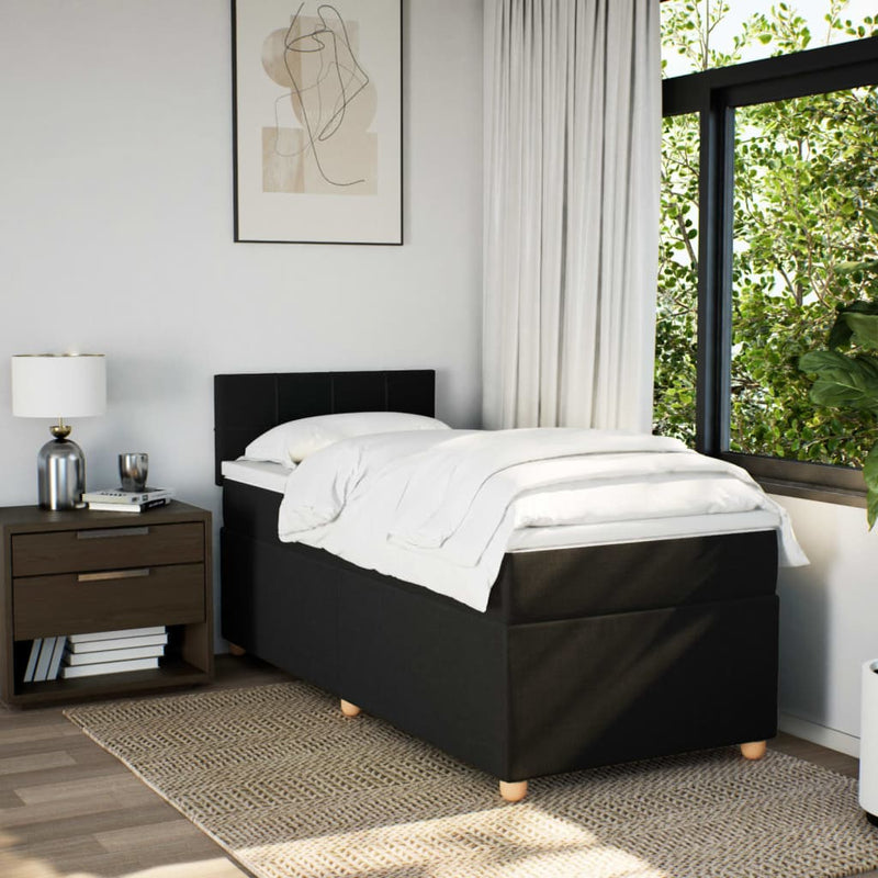 Pat box spring cu saltea, negru, 80x200 cm, textil
