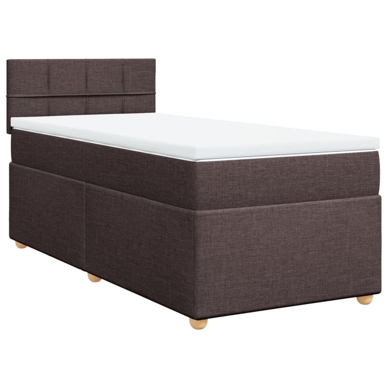 Pat box spring cu saltea, maro închis, 80x200 cm, textil